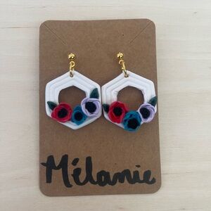 Polymer clay earrings with handmade flowers 🌸